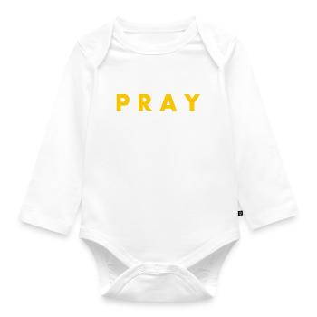 Pray - Organic Longsleeve Baby Bodysuit - white - Front