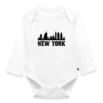 New York - Organic Longsleeve Baby Bodysuit - white - Front