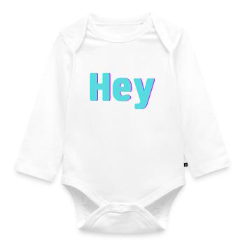 Hey - Organic Longsleeve Baby Bodysuit - white - Front