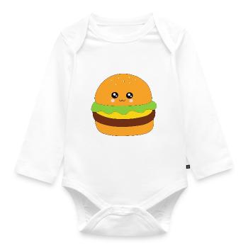 Kawaii Burger Kawaii Chibi Nourriture Kawaii - Body Bébé bio manches longues - blanc - Devant