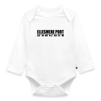 Ellesmere Port Coordinates - Organic Longsleeve Baby Bodysuit - white - Front