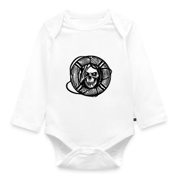 Rettungsring mit Totenkopf Bademeister Gesicht - Baby Bio-Langarm-Body - Weiß - Vorne