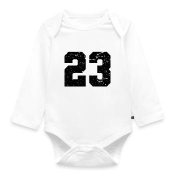 23 number 23 years - Organic Longsleeve Baby Bodysuit - white - Front