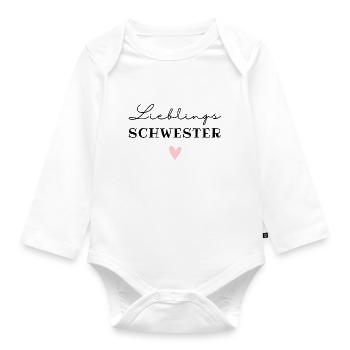 Lieblingsschwester / Beste Schwester - Baby Bio-Langarm-Body - Weiß - Vorne