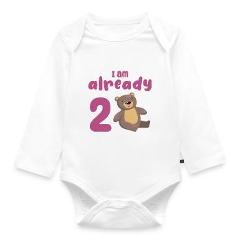 I am already 2 years old 2nd birthday - Organic Longsleeve Baby Bodysuit - white - Front