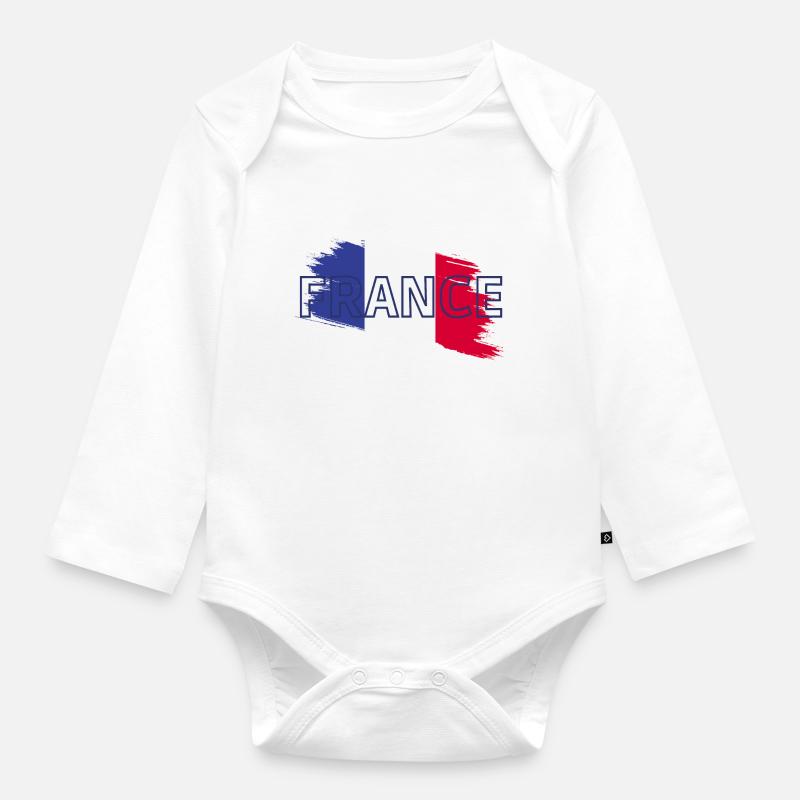 France drapeau - Body Bébé bio manches longues - blanc
