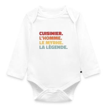 Cuisinier, l'homme, le mythe, la légende, humour - Body Bébé bio manches longues - blanc - Devant