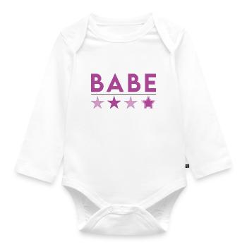 Babe Lila - Baby Bio-Langarm-Body - Weiß - Vorne