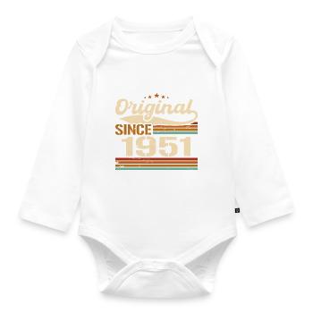 Vintage 1951 original | Cadeau d’anniversaire 1951 - Body Bébé bio manches longues - blanc - Devant