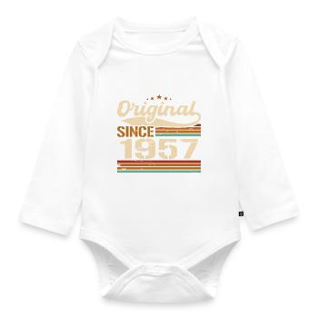 Vintage 1957 original | Cadeau d’anniversaire 1957 - Body Bébé bio manches longues - blanc - Devant