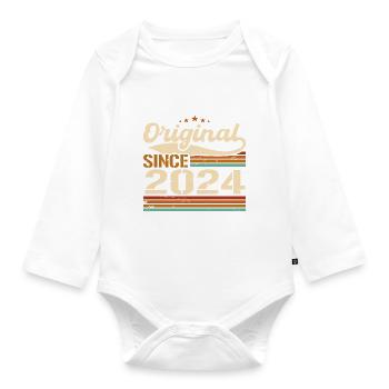 Original 2024 Vintage | Cadeau D’anniversaire 2024 - Body Bébé bio manches longues - blanc - Devant