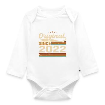 Original 2022 Vintage | Geburtstagsgeschenk 2022 - Baby Bio-Langarm-Body - Weiß - Vorne