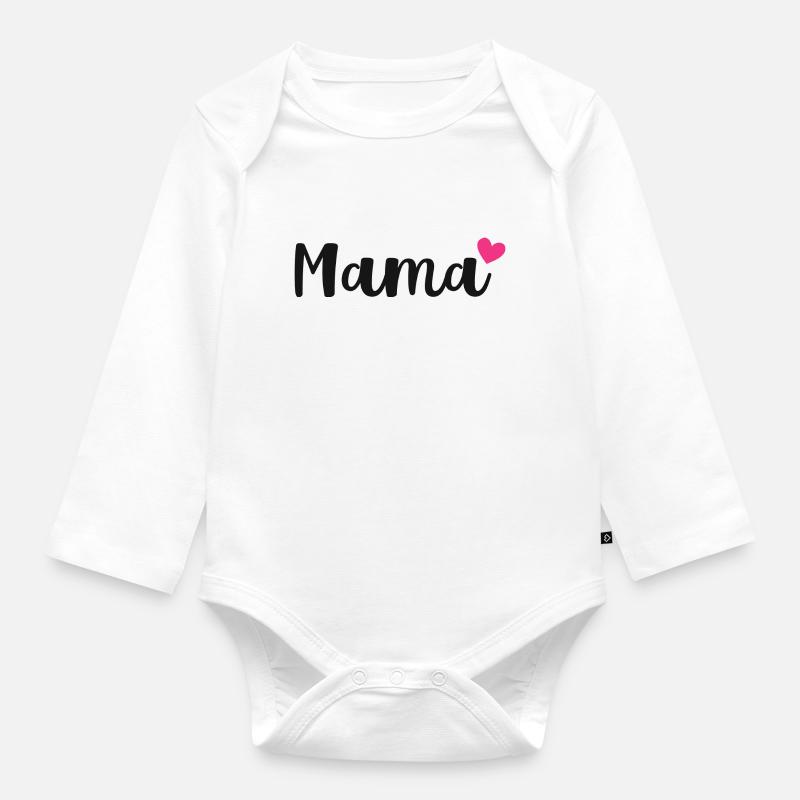 Mama Herz - Geschenkidee - Muttertag Geburtstag - Baby Bio-Langarm-Body - Weiß