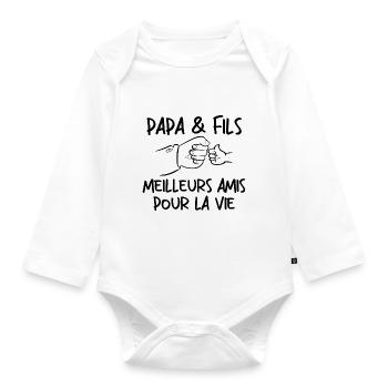 Papa Et Fils Meilleurs Amis Pour La Vie - Body Bébé bio manches longues - blanc - Devant