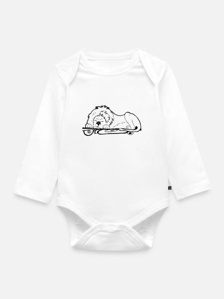 Schlafender Löwe - Baby Bio-Langarm-Body - Weiß