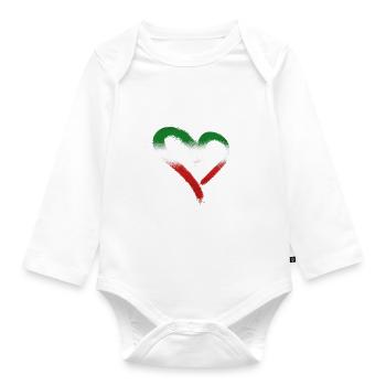 Femme Vie Liberté,Cœur,Iran,Drapeau - Body Bébé bio manches longues - blanc - Devant