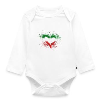 Iran libre,Cœur,Iran,Drapeau,Graffiti - Body Bébé bio manches longues - blanc - Devant