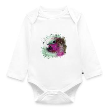 Papagei, ara, aquarell vogel, graffiti,bunt - Baby Bio-Langarm-Body - Weiß - Vorne