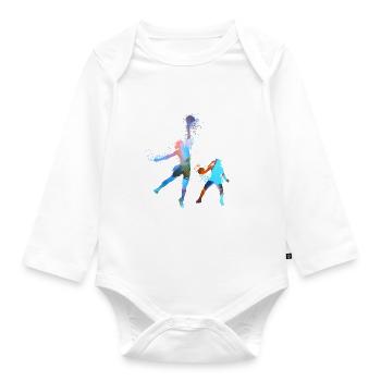 Handball, handballeur, basket-ball, graffiti - Body Bébé bio manches longues - blanc - Devant