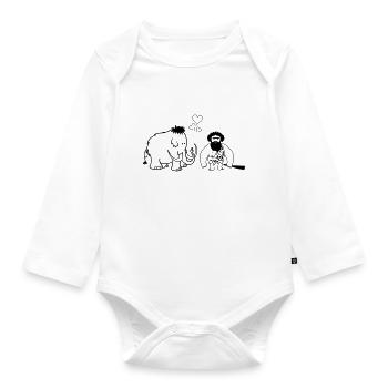 Mammoth Caveman Love - Organic Longsleeve Baby Bodysuit - white - Front
