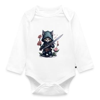 The ultimate ninja cat - Organic Longsleeve Baby Bodysuit - white - Front