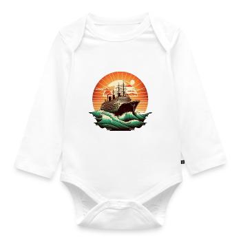 Kreuzfahrtschiff Retro Vintage Farbe 2 - Baby Bio-Langarm-Body - Weiß - Vorne