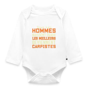 Carpiste Homme Pêcheur Pêche Poisson Cadeau Humour - Body Bébé bio manches longues - blanc - Devant
