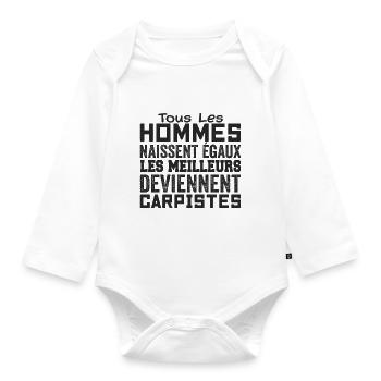 Carpiste Homme Pêcheur Pêche Poisson Cadeau Humour - Body Bébé bio manches longues - blanc - Devant