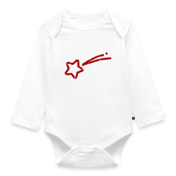 handgezeichnete Sternschnuppe - Baby Bio-Langarm-Body - Weiß - Vorne