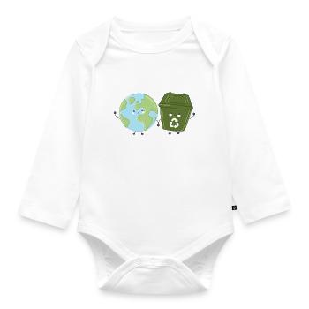 Recycling auf Erden Hand in Hand - Baby Bio-Langarm-Body - Weiß - Vorne