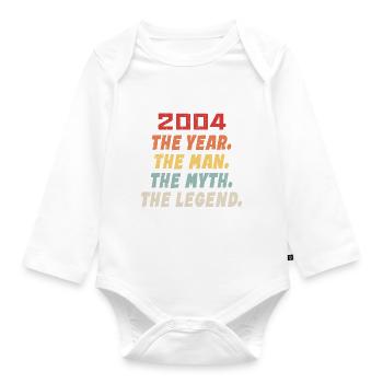 2004 Geburtstagsgeschenk, The Legends Born 2004 - Baby Bio-Langarm-Body - Weiß - Vorne