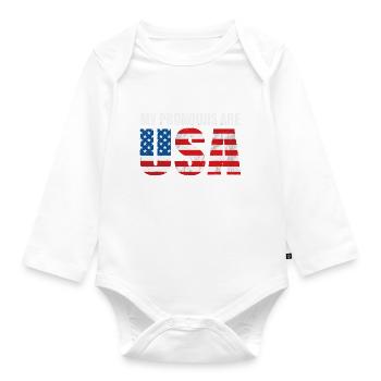 Herren Juli 4th Lustig Meine Pronomen sind USA - Baby Bio-Langarm-Body - Weiß - Vorne
