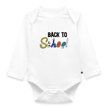 Back to school - Baby Bio-Langarm-Body - Weiß - Vorne