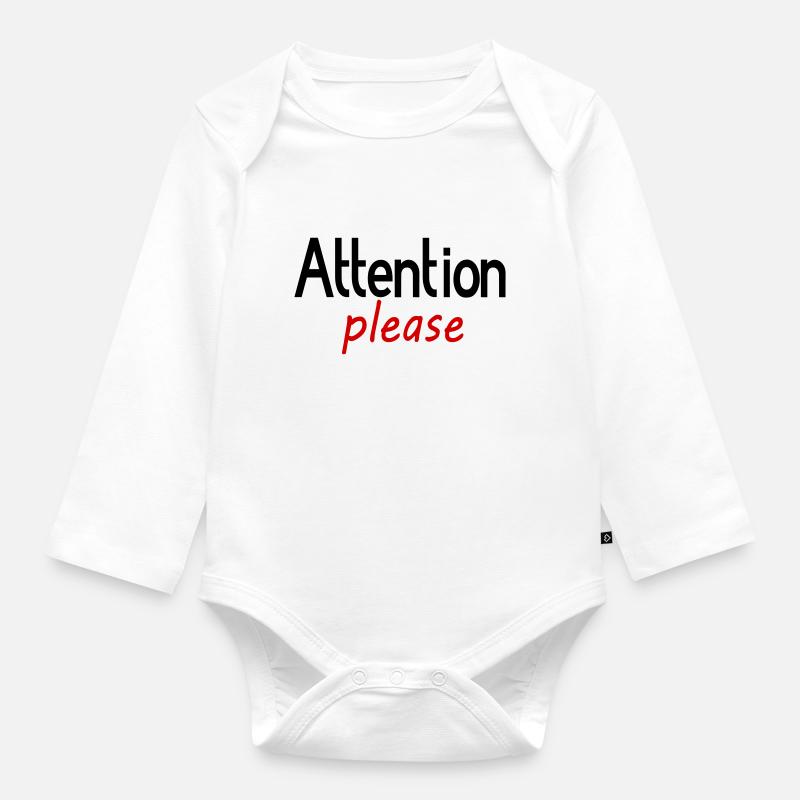 Attention please - Baby Bio-Langarm-Body - Weiß