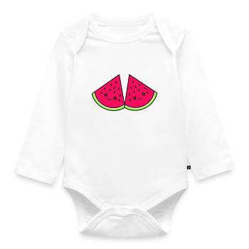 melon funny - Organic Longsleeve Baby Bodysuit - white - Front