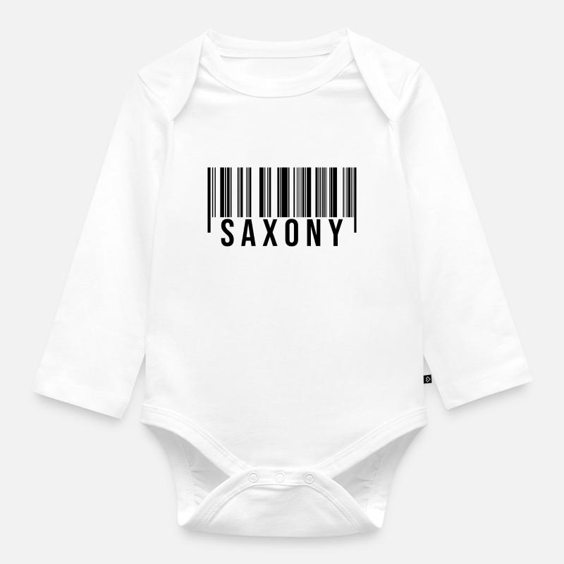 Saxony Barcode - Organic Longsleeve Baby Bodysuit - white