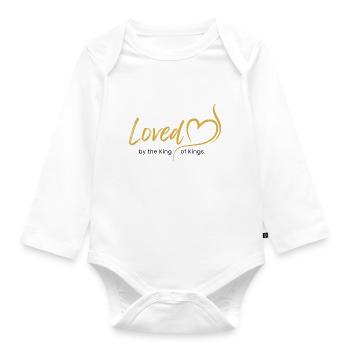 Loved by the King of Kings - Organic Longsleeve Baby Bodysuit - white - Front