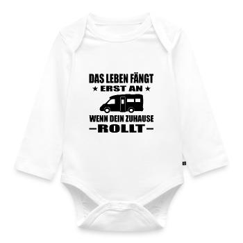 Camping - Baby Bio-Langarm-Body - Weiß - Vorne