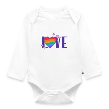 Love - Rainbow Heart Color Stroke - Baby Bio-Langarm-Body - Weiß - Vorne