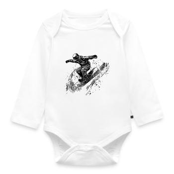Tiefschnee Snowboard Move Ride Jump Style - Baby Bio-Langarm-Body - Weiß - Vorne