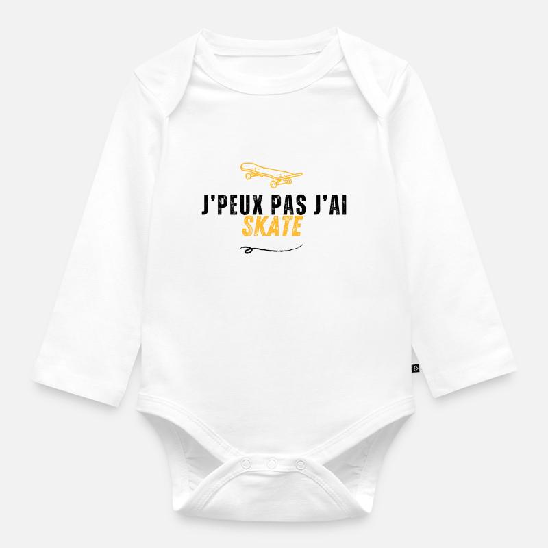 je peux pas j'ai skate - Body Bébé bio manches longues - blanc