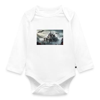 Gruselige mythische Orte – Schloss von Dracula - Baby Bio-Langarm-Body - Weiß - Vorne