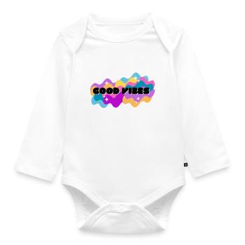 Gute Stimmung Positiv - Baby Bio-Langarm-Body - Weiß - Vorne