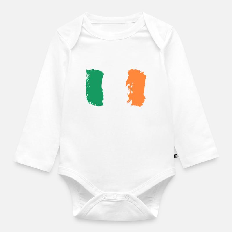 Coups de pinceau du drapeau de l’Irlande - Body Bébé bio manches longues - blanc