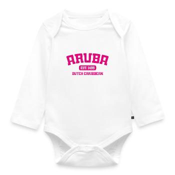 Aruba - Est. 1499 - Dutch Caribbean - Karibik - Organic Longsleeve Baby Bodysuit - white - Front