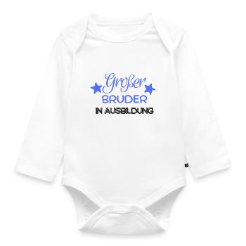 Großer Bruder in Ausbildung - Baby Bio-Langarm-Body - Weiß - Vorne