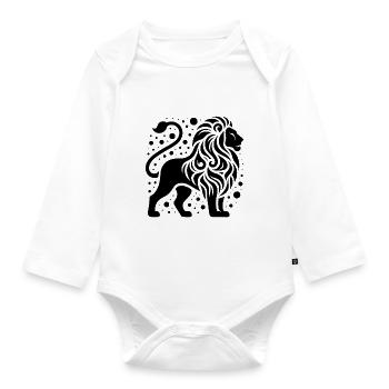 Proud lion with wild mane - Organic Longsleeve Baby Bodysuit - white - Front