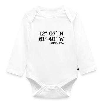 Grenada Coordinates - Coordinates - Caribbean - Organic Longsleeve Baby Bodysuit - white - Front