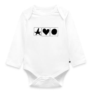 Star Circle Heart Square Symbol Shapes - Organic Longsleeve Baby Bodysuit - white - Front