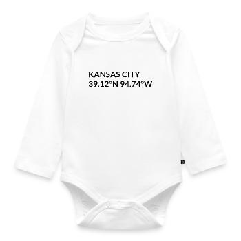 Kansas City Kansas USA Koordinaten - Baby Bio-Langarm-Body - Weiß - Vorne